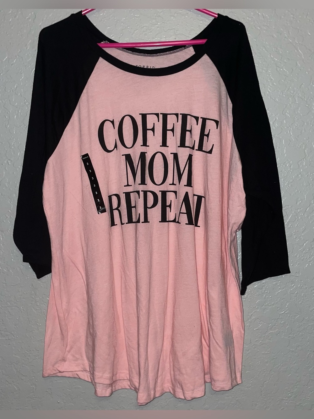 Torrid Coffee Mom Repeat Pink Black Shirt Size 3 = Xxxl = 3x